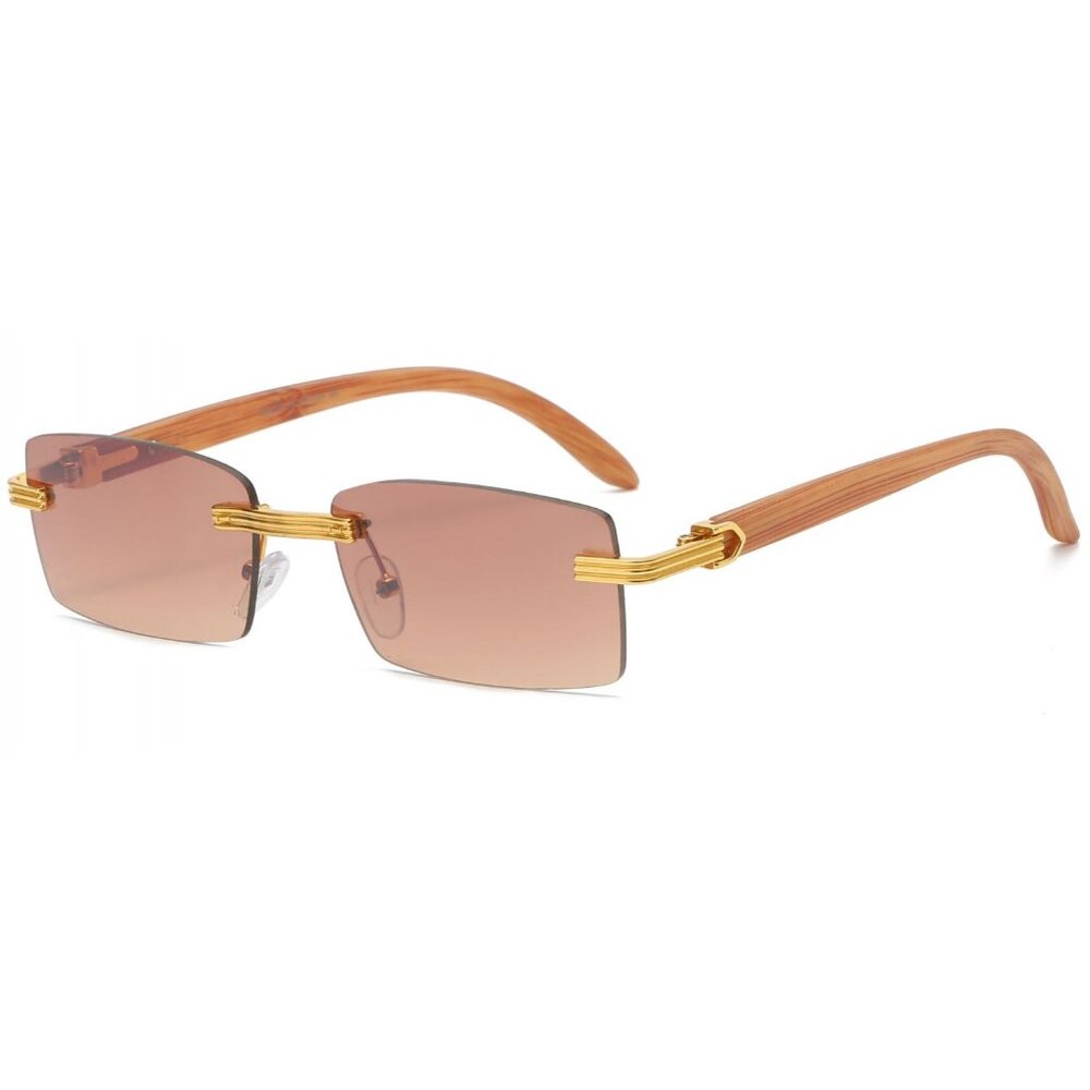 Men Sunglasses Brown Lens Square Gold Frame Street Wear Light Weight Lentes Smal